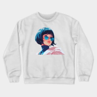 Beautiful Asian girl with sun glasses Crewneck Sweatshirt